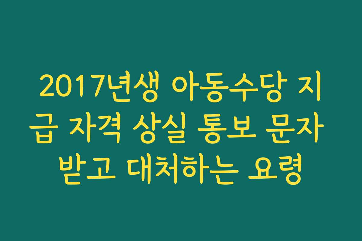 2017년생 아동수당 지급 자격 상실 통보 문자 받고 대처하는 요령