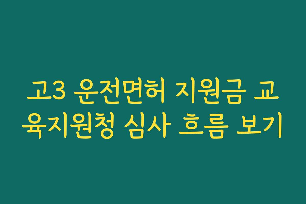 고3 운전면허 지원금 교육지원청 심사 흐름 보기