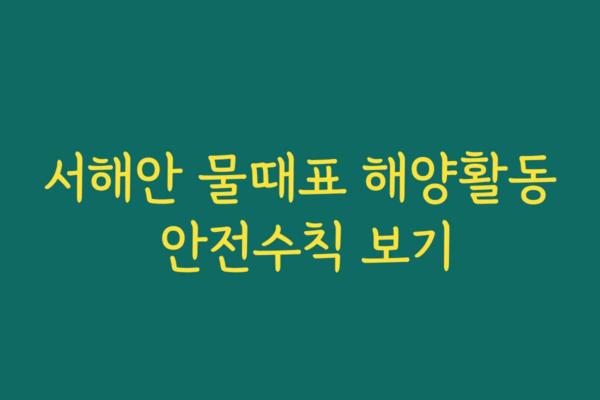 서해안 물때표 해양활동 안전수칙 보기