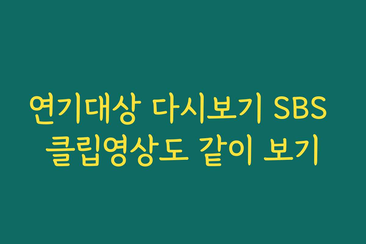 연기대상 다시보기 SBS 클립영상도 같이 보기