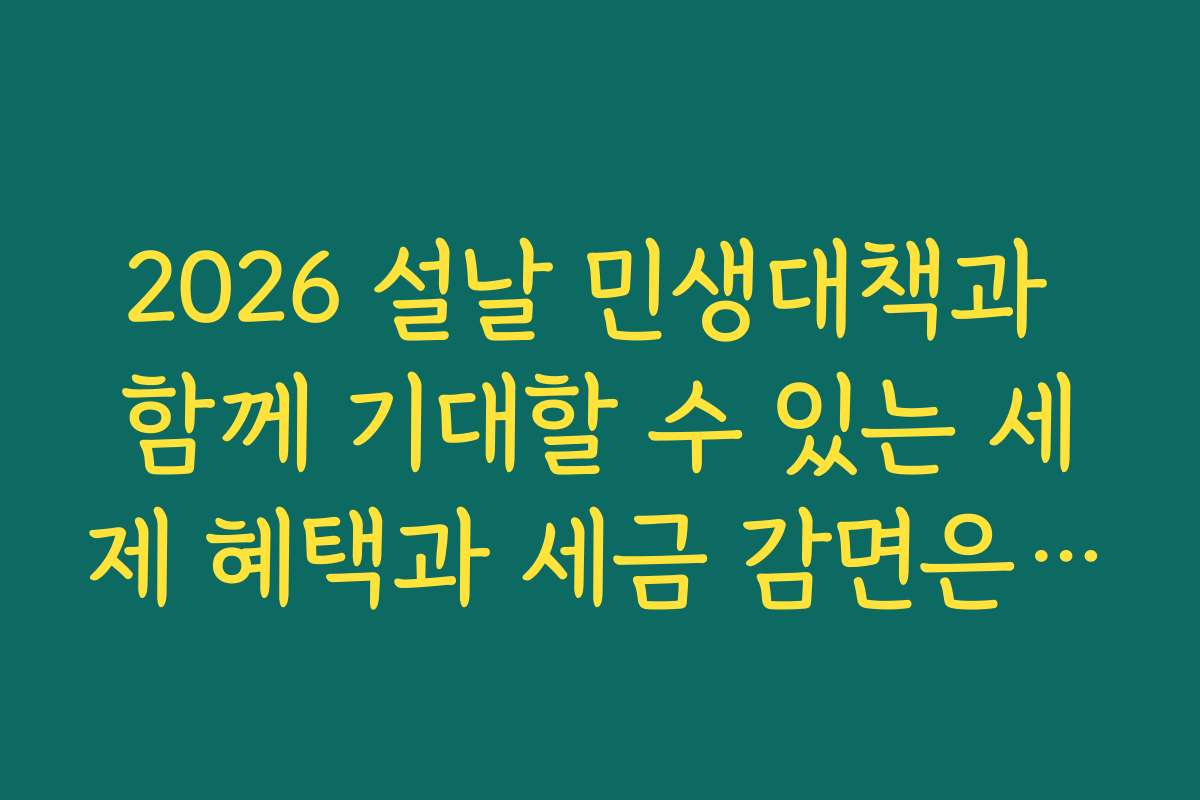 2026 설날 민생대책과 함께 기대할 수 있는 세제 혜택과 세금 감면은 무엇인가요