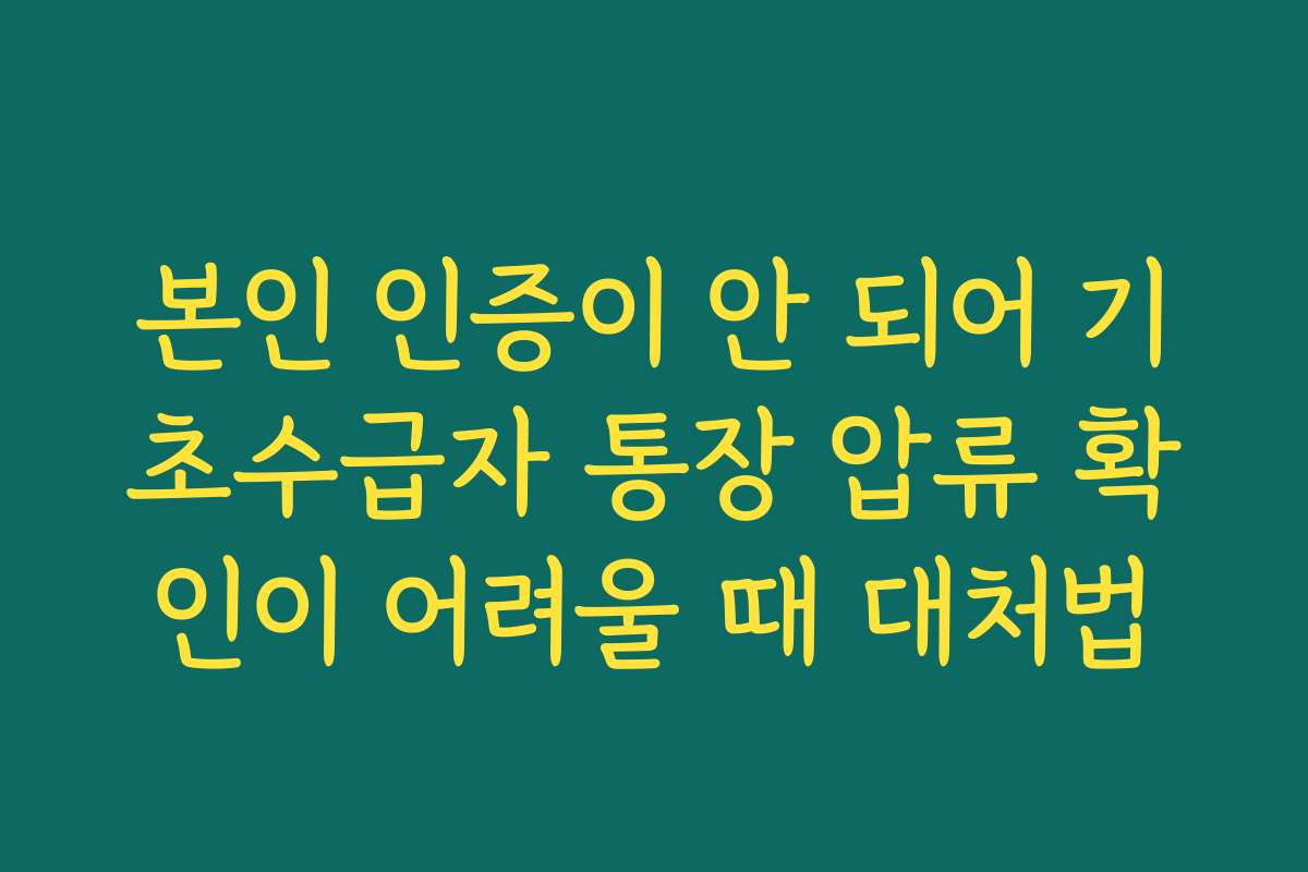 본인 인증이 안 되어 기초수급자 통장 압류 확인이 어려울 때 대처법