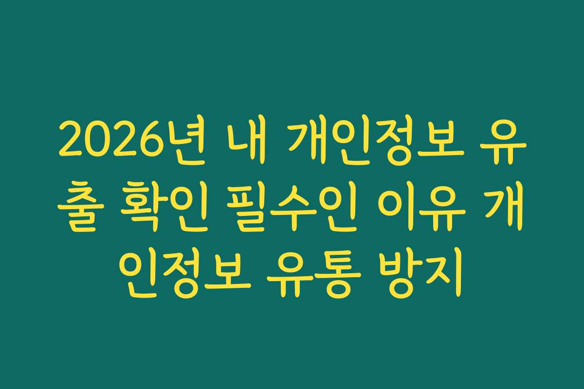 2026년 내 개인정보 유출 확인 필수인 이유 개인정보 유통 방지