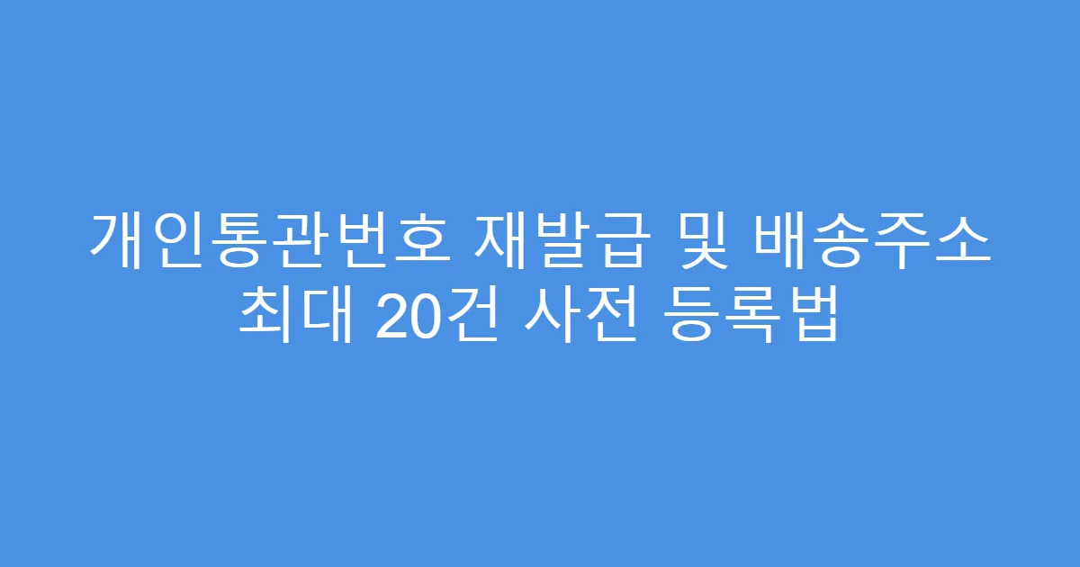 개인통관번호 재발급 및 배송주소 최대 20건 사전 등록법