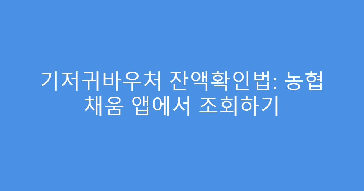 기저귀바우처 잔액확인법: 농협 채움 앱에서 조회하기
