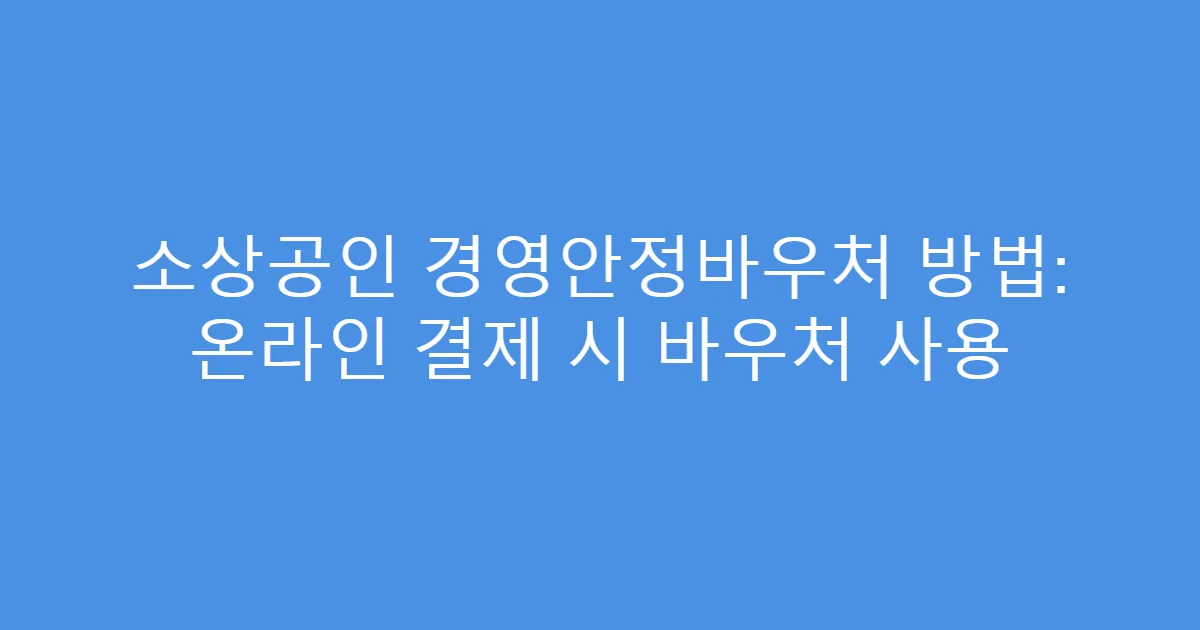 소상공인 경영안정바우처 방법: 온라인 결제 시 바우처 사용