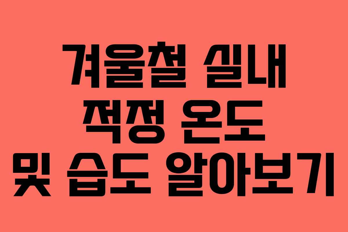 겨울철 실내 적정 온도 및 습도 알아보기