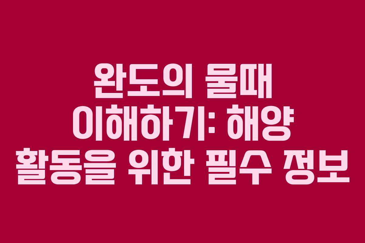 완도의 물때 이해하기: 해양 활동을 위한 필수 정보