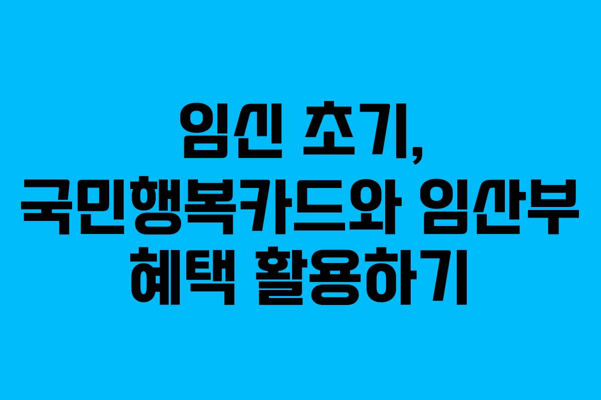 임신 초기, 국민행복카드와 임산부 혜택 활용하기