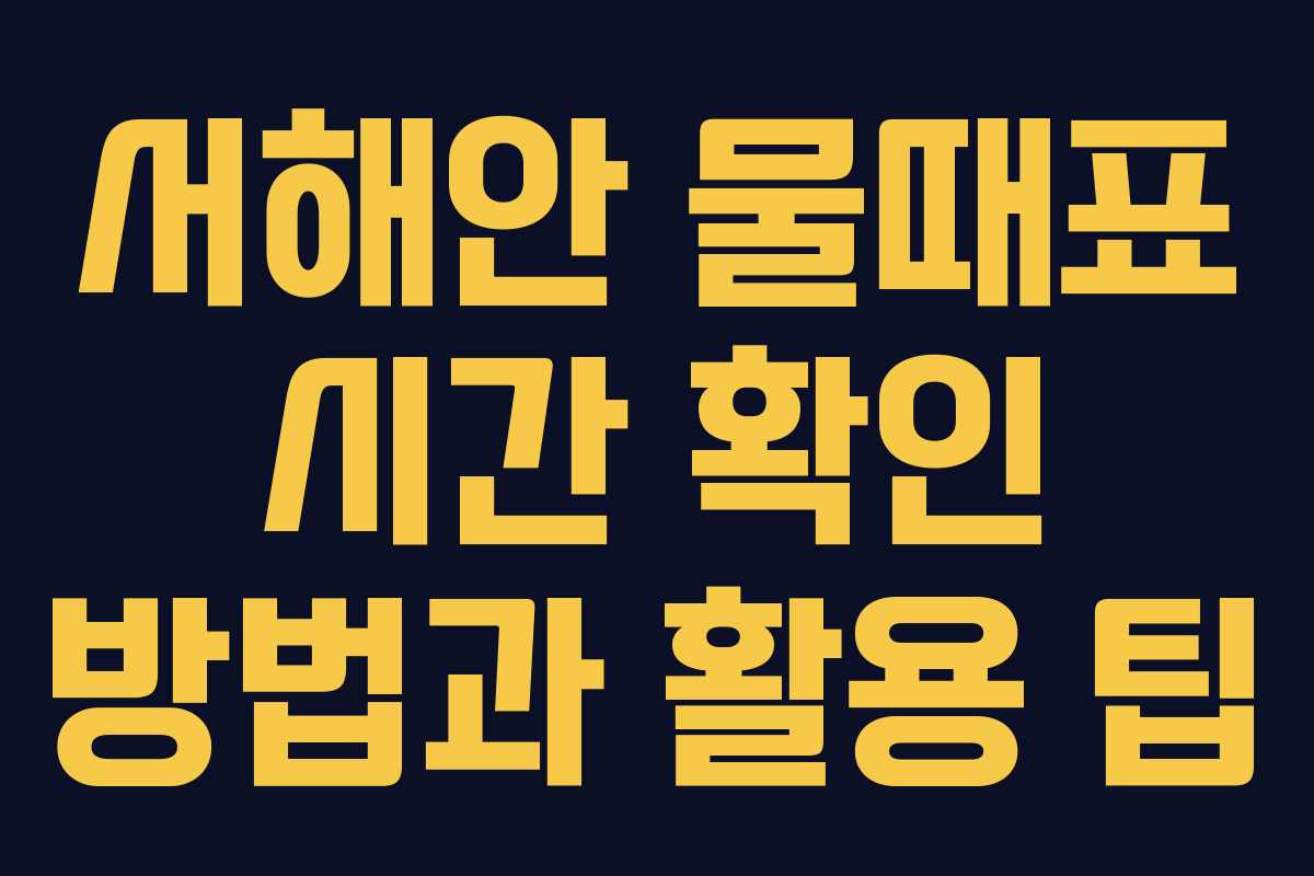 서해안 물때표 시간 확인 방법과 활용 팁