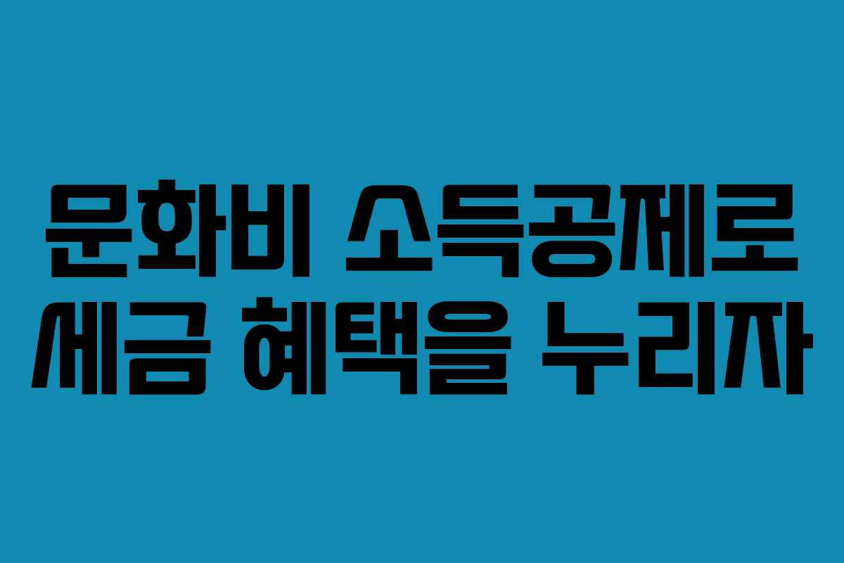 문화비 소득공제로 세금 혜택을 누리자
