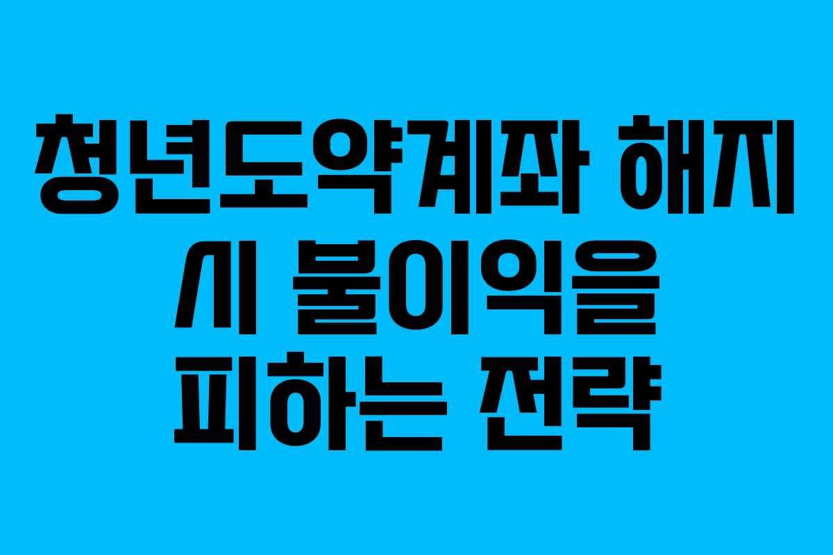 청년도약계좌 해지 시 불이익을 피하는 전략