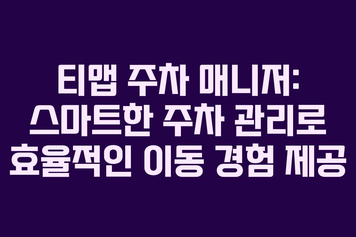 티맵 주차 매니저: 스마트한 주차 관리로 효율적인 이동 경험 제공