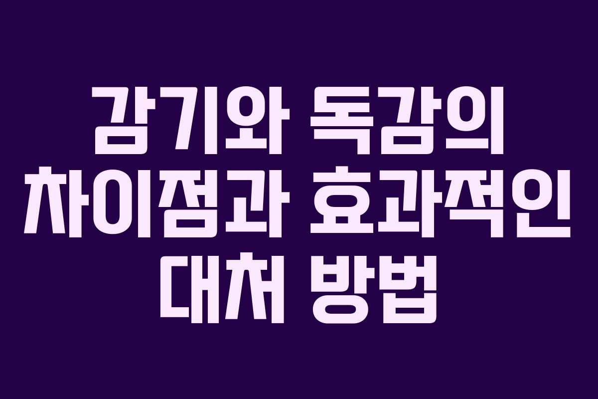 감기와 독감의 차이점과 효과적인 대처 방법