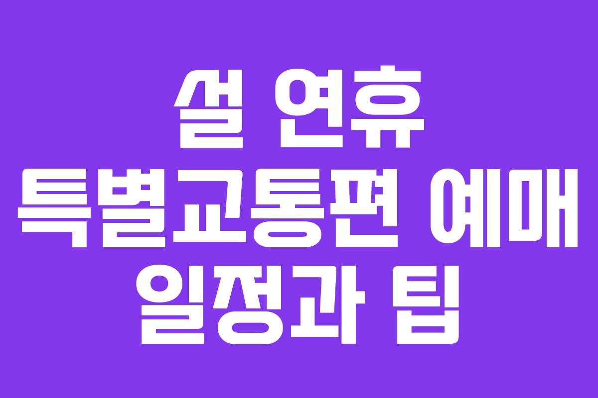 설 연휴 특별교통편 예매 일정과 팁