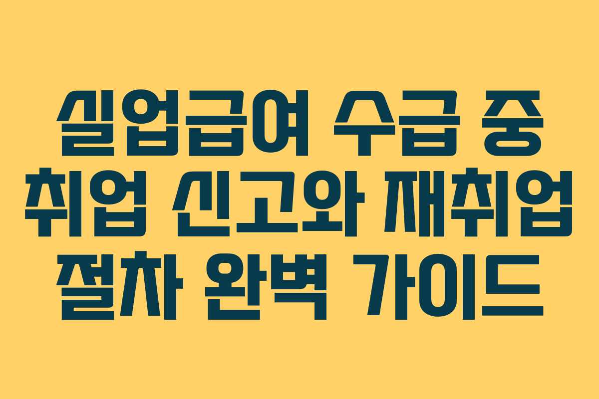 실업급여 수급 중 취업 신고와 재취업 절차 완벽 가이드