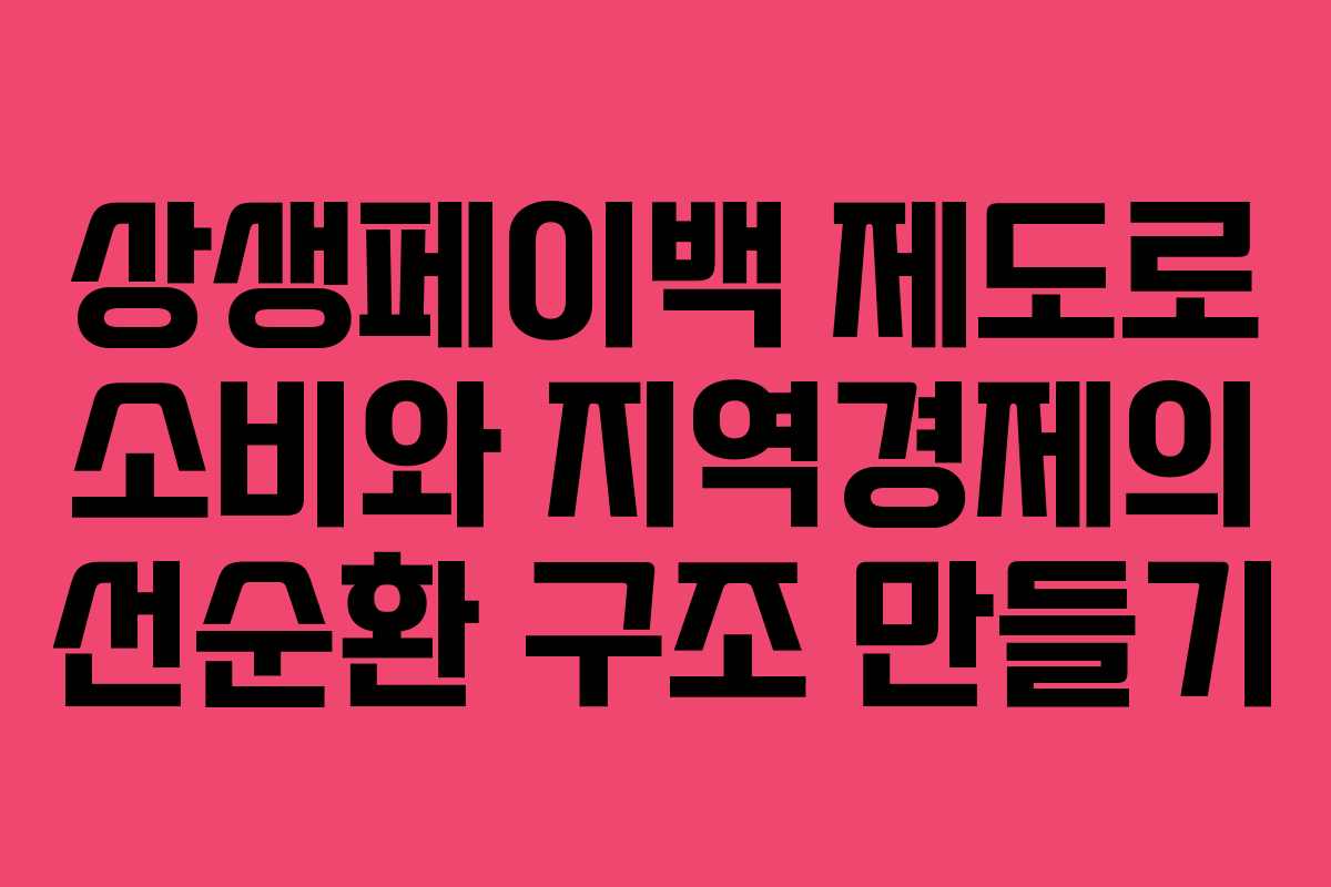 상생페이백 제도로 소비와 지역경제의 선순환 구조 만들기