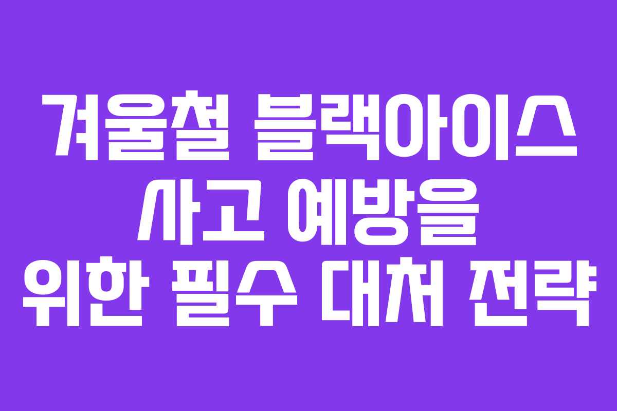 겨울철 블랙아이스 사고 예방을 위한 필수 대처 전략
