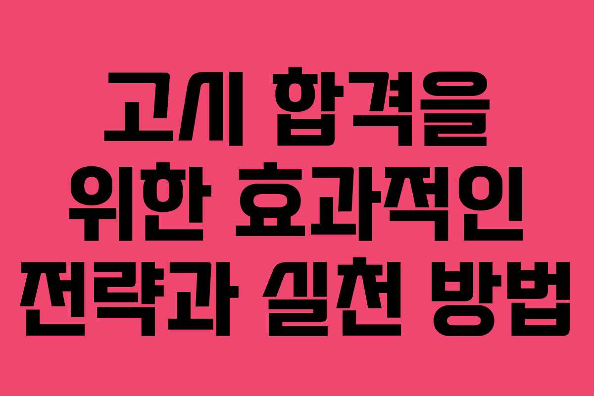 고시 합격을 위한 효과적인 전략과 실천 방법