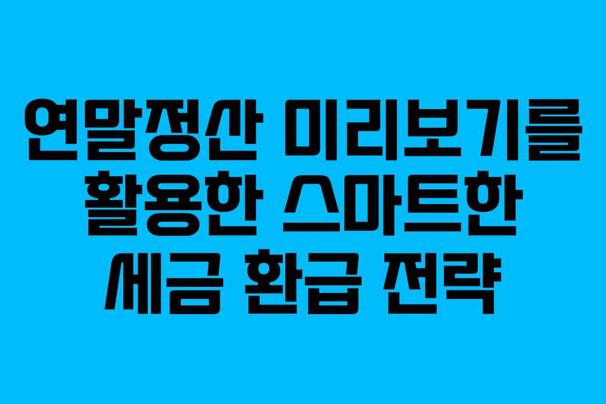 연말정산 미리보기를 활용한 스마트한 세금 환급 전략