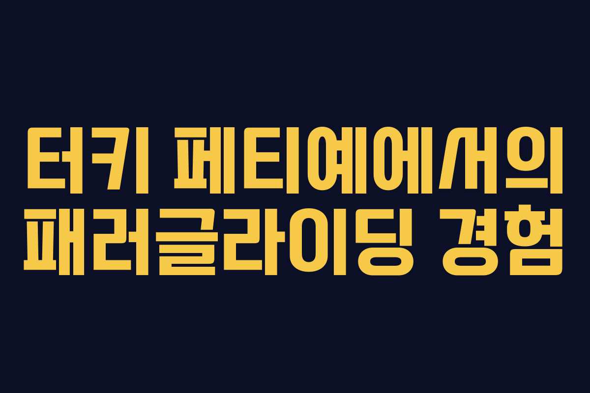 터키 페티예에서의 패러글라이딩 경험