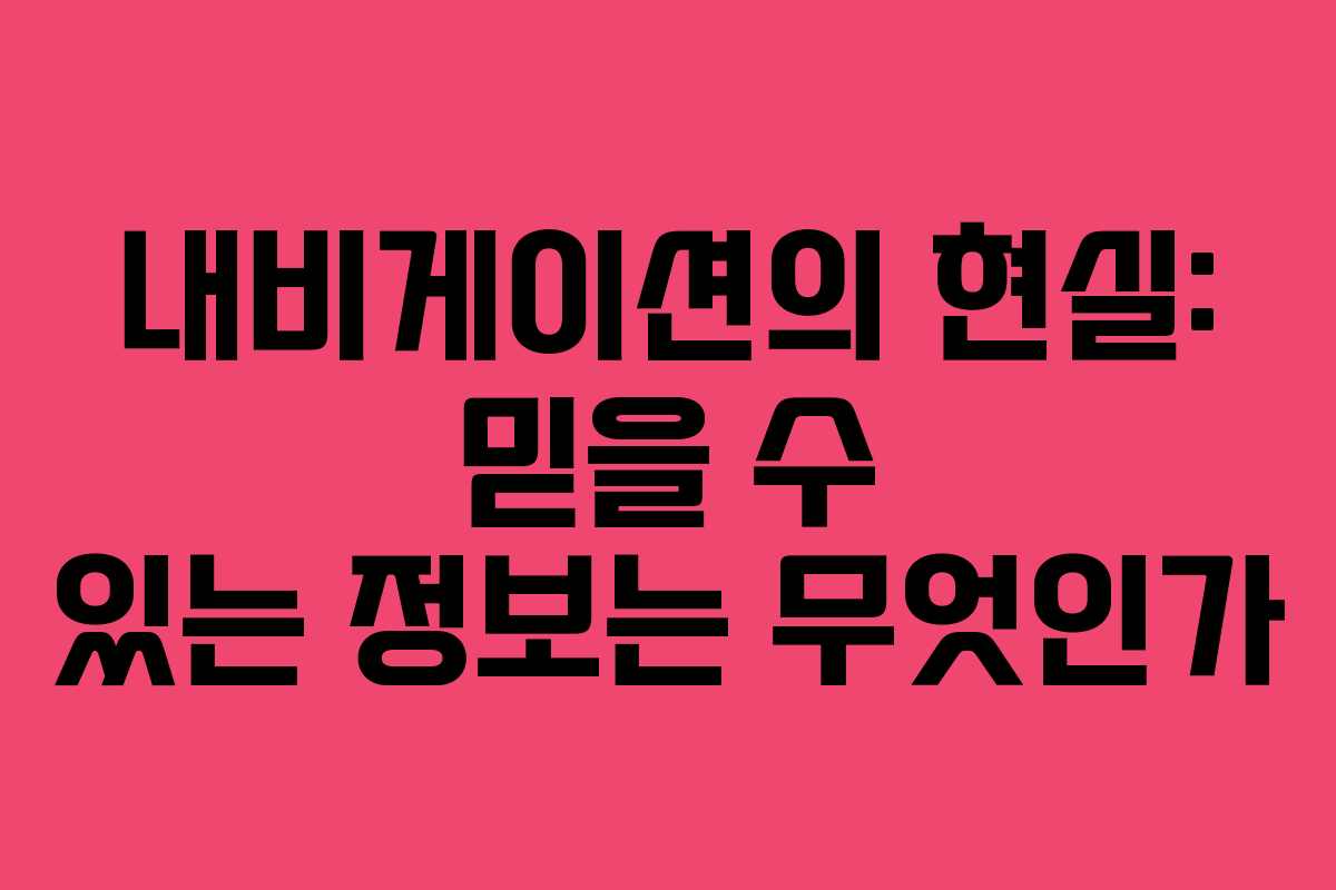 내비게이션의 현실: 믿을 수 있는 정보는 무엇인가
