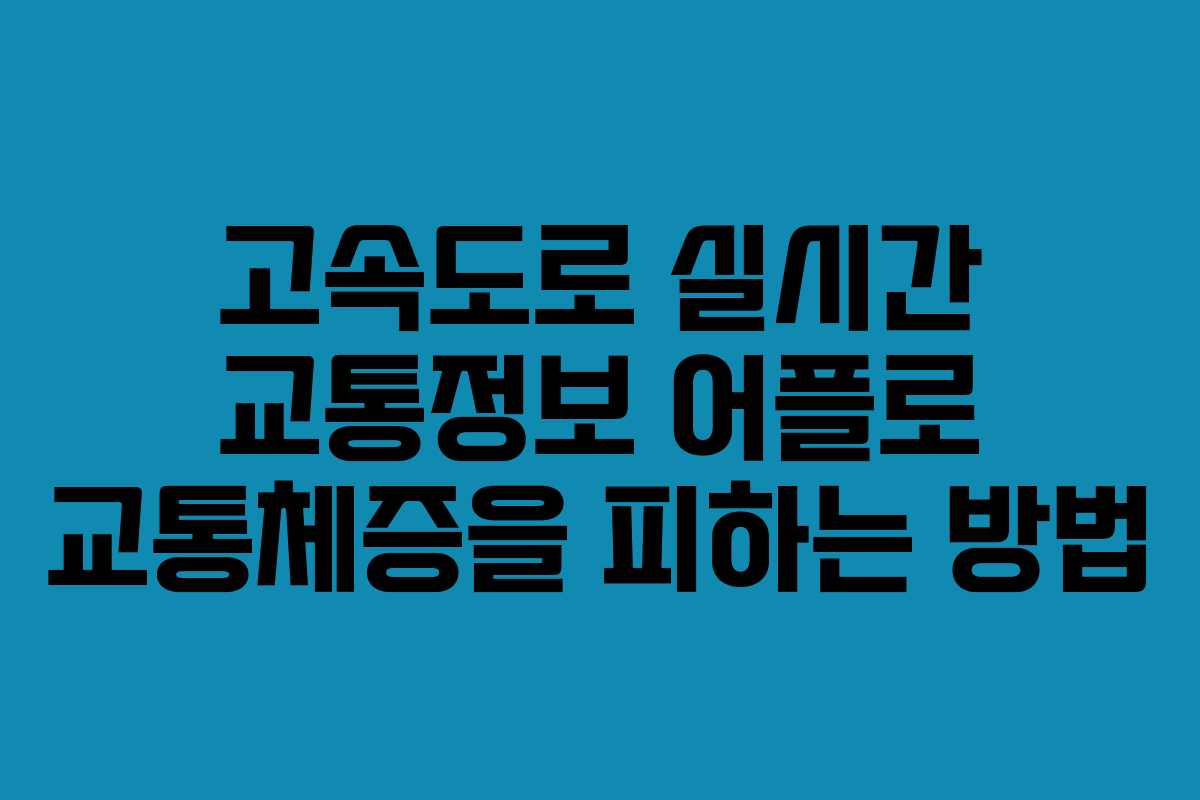 고속도로 실시간 교통정보 어플로 교통체증을 피하는 방법