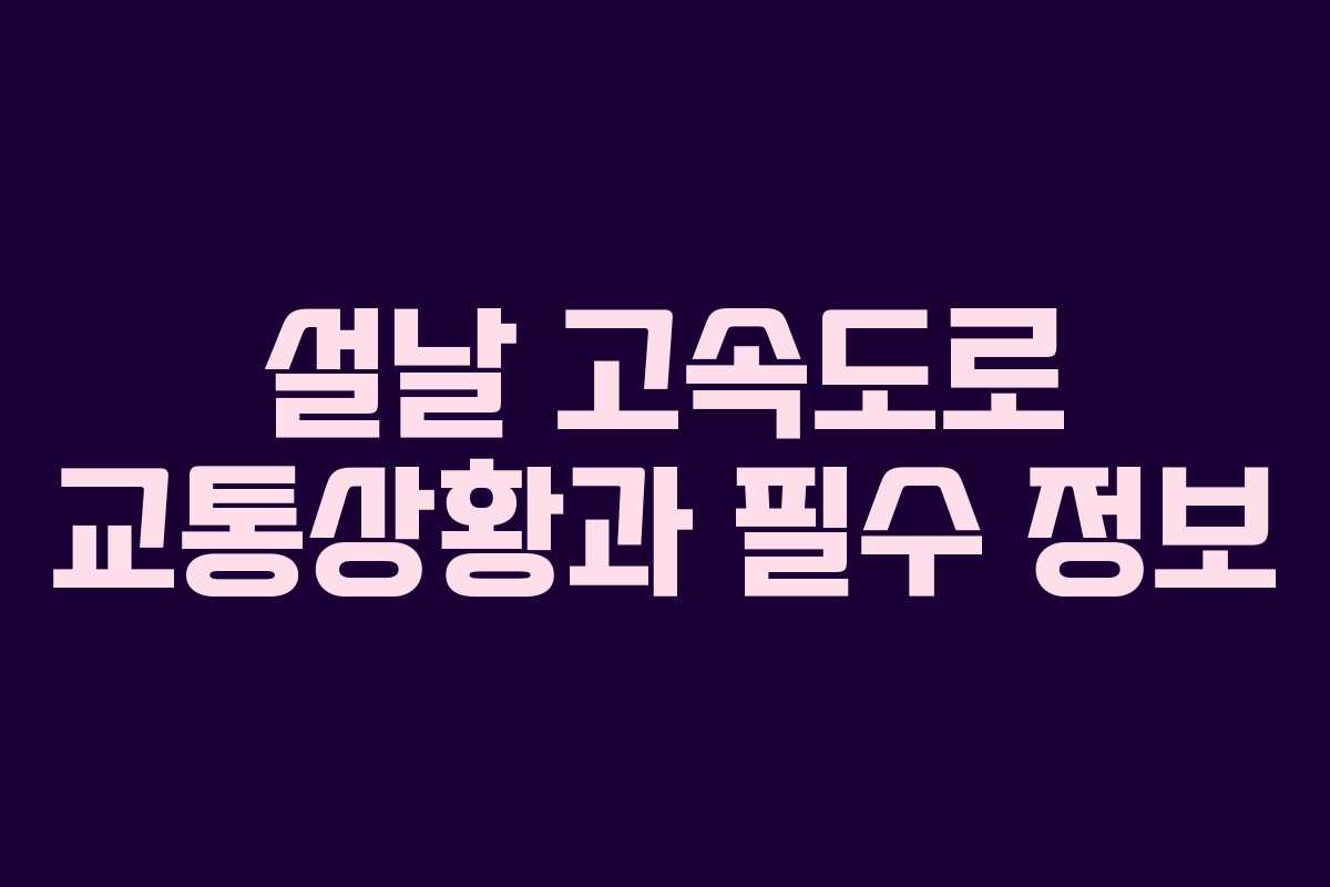 설날 고속도로 교통상황과 필수 정보