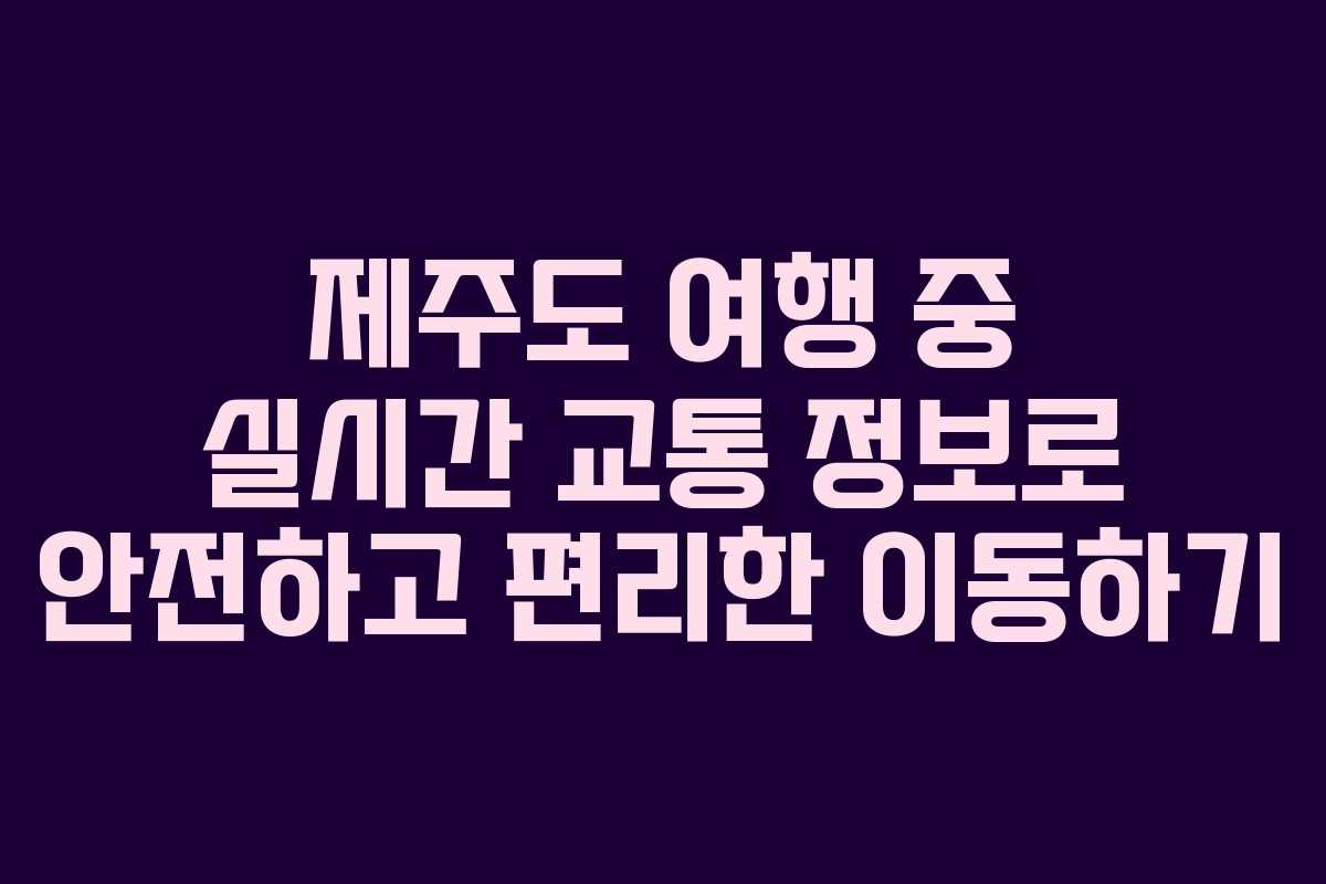 제주도 여행 중 실시간 교통 정보로 안전하고 편리한 이동하기