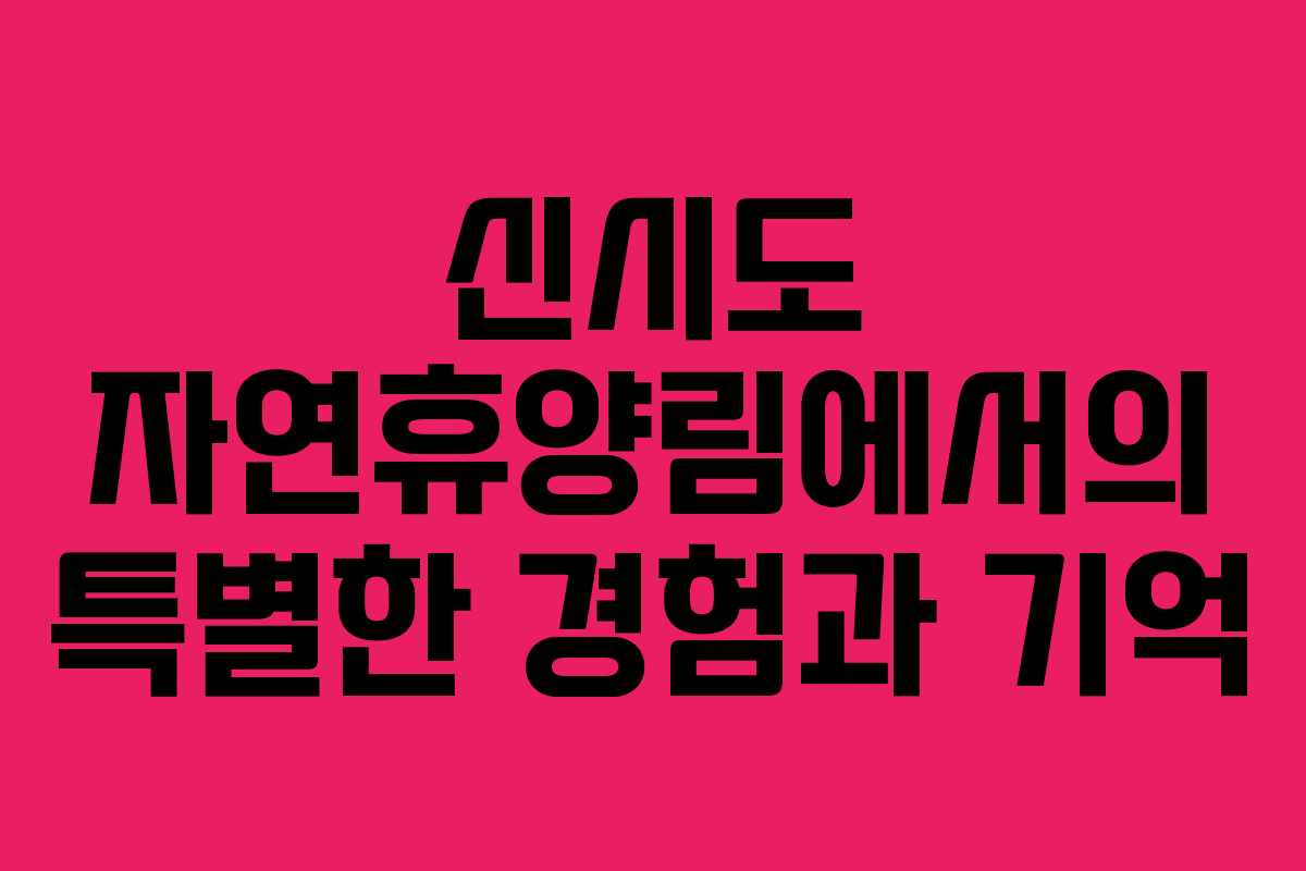 신시도 자연휴양림에서의 특별한 경험과 기억