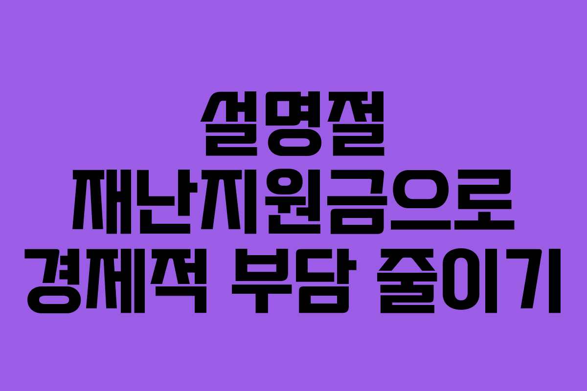 설명절 재난지원금으로 경제적 부담 줄이기