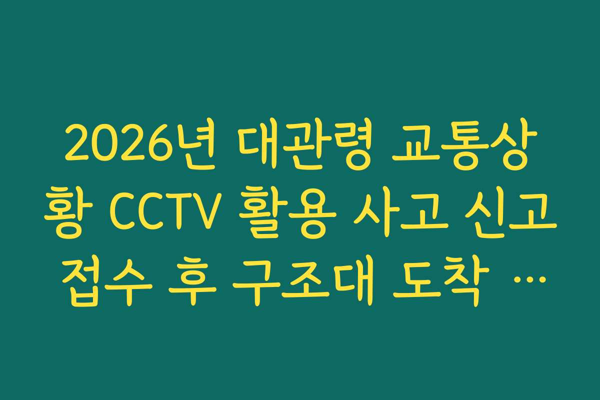 2026년 대관령 교통상황 CCTV 활용 사고 신고 접수 후 구조대 도착 확인