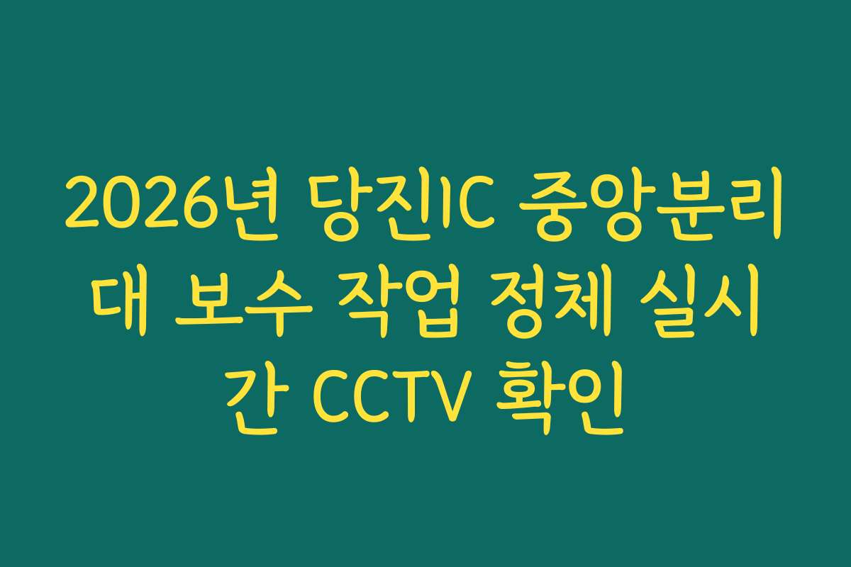 2026년 당진IC 중앙분리대 보수 작업 정체 실시간 CCTV 확인