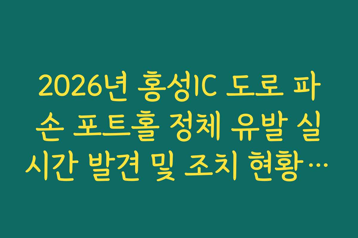 2026년 홍성IC 도로 파손 포트홀 정체 유발 실시간 발견 및 조치 현황 확인