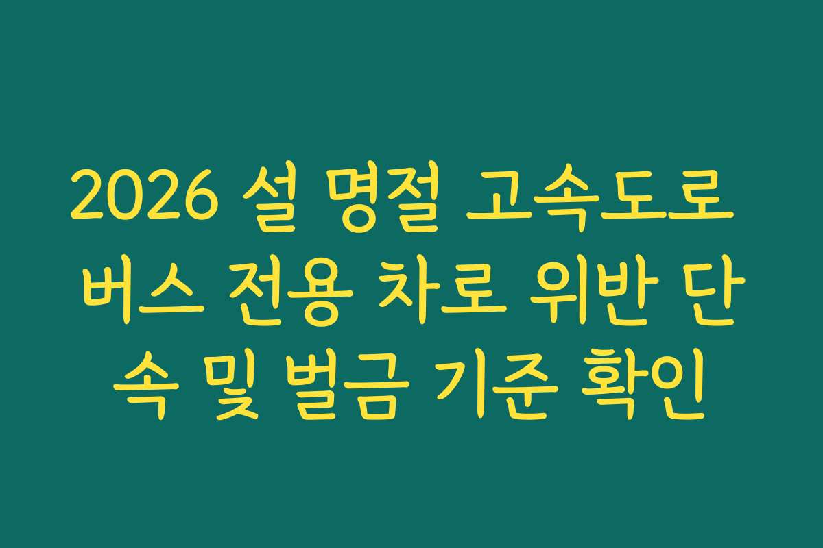 2026 설 명절 고속도로 버스 전용 차로 위반 단속 및 벌금 기준 확인