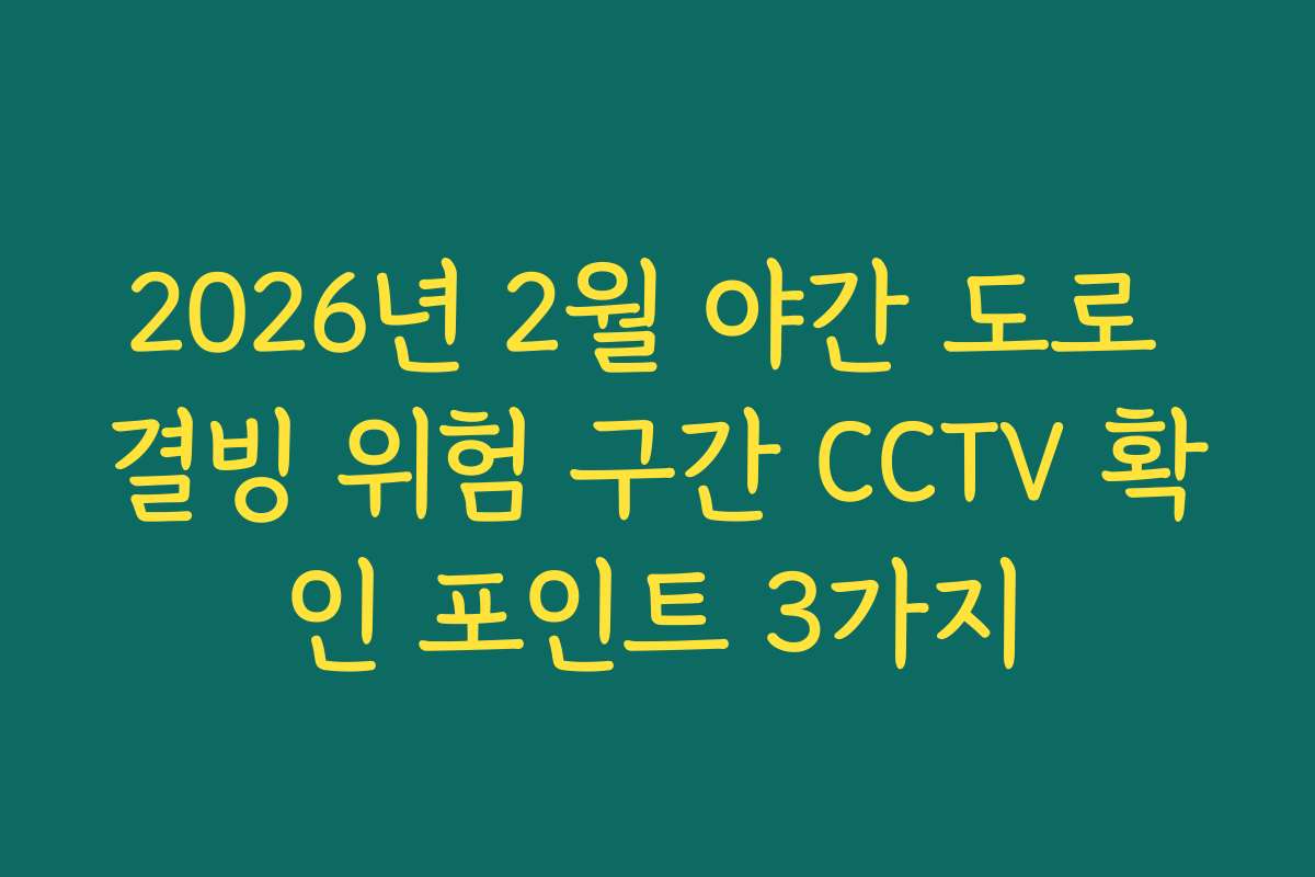 2026년 2월 야간 도로 결빙 위험 구간 CCTV 확인 포인트 3가지