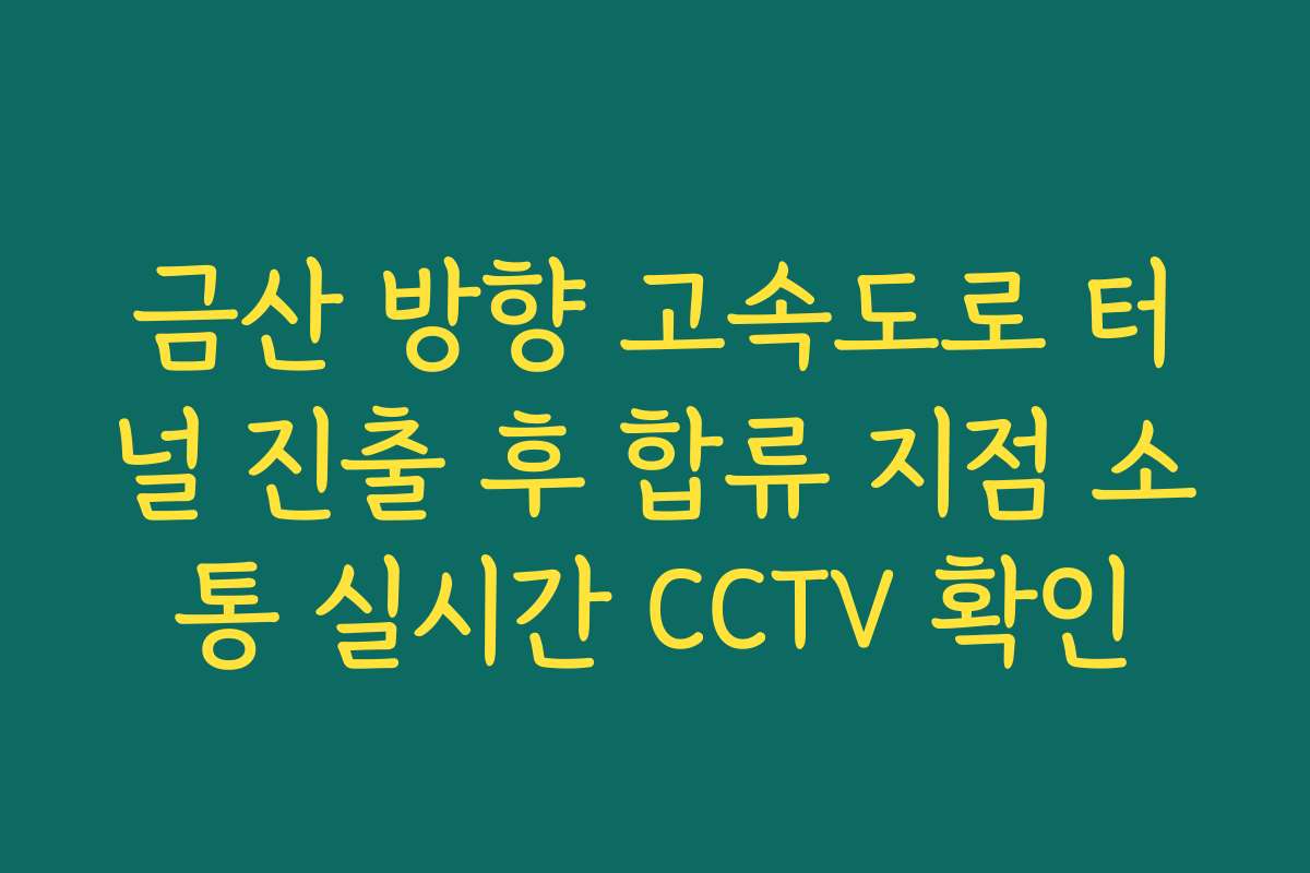 금산 방향 고속도로 터널 진출 후 합류 지점 소통 실시간 CCTV 확인