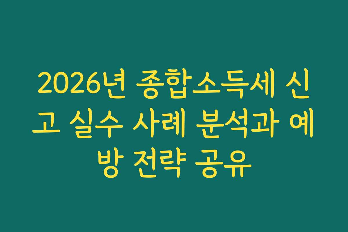 2026년 종합소득세 신고 실수 사례 분석과 예방 전략 공유
