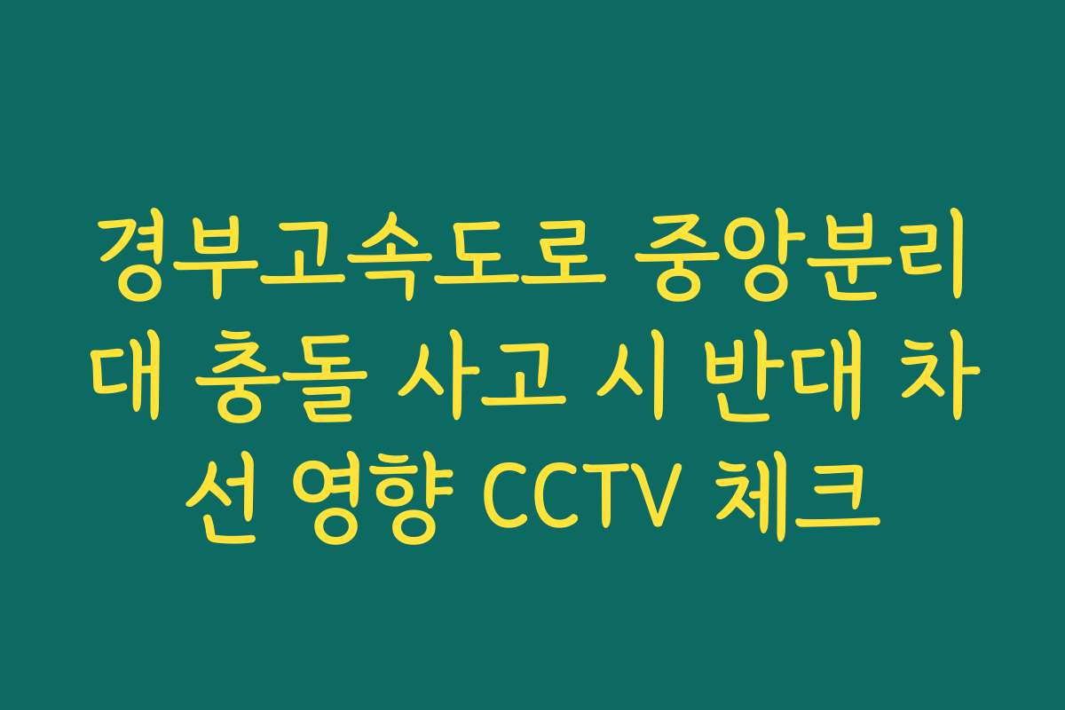 경부고속도로 중앙분리대 충돌 사고 시 반대 차선 영향 CCTV 체크