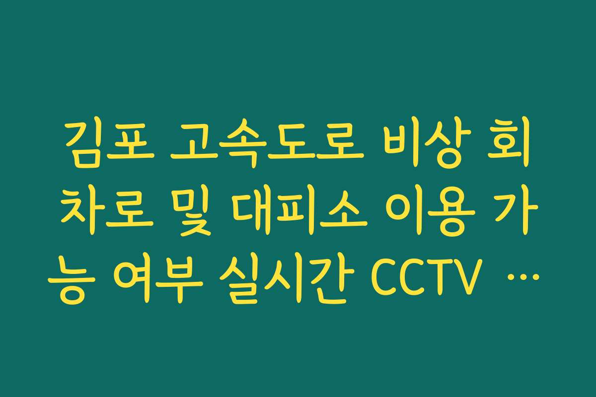 김포 고속도로 비상 회차로 및 대피소 이용 가능 여부 실시간 CCTV 확인