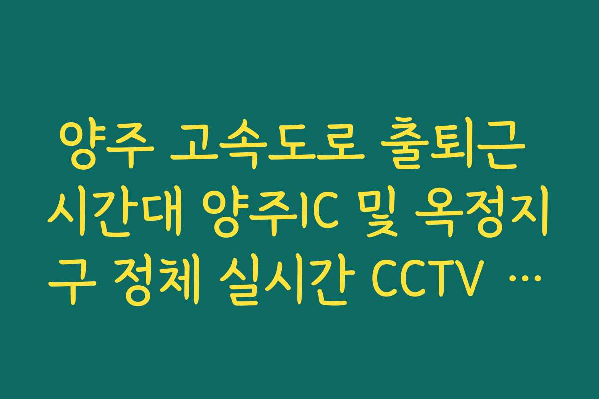 양주 고속도로 출퇴근 시간대 양주IC 및 옥정지구 정체 실시간 CCTV 확인