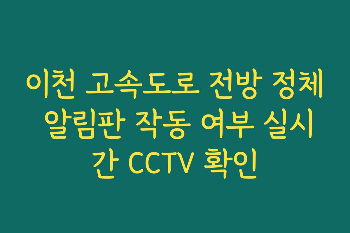 이천 고속도로 전방 정체 알림판 작동 여부 실시간 CCTV 확인