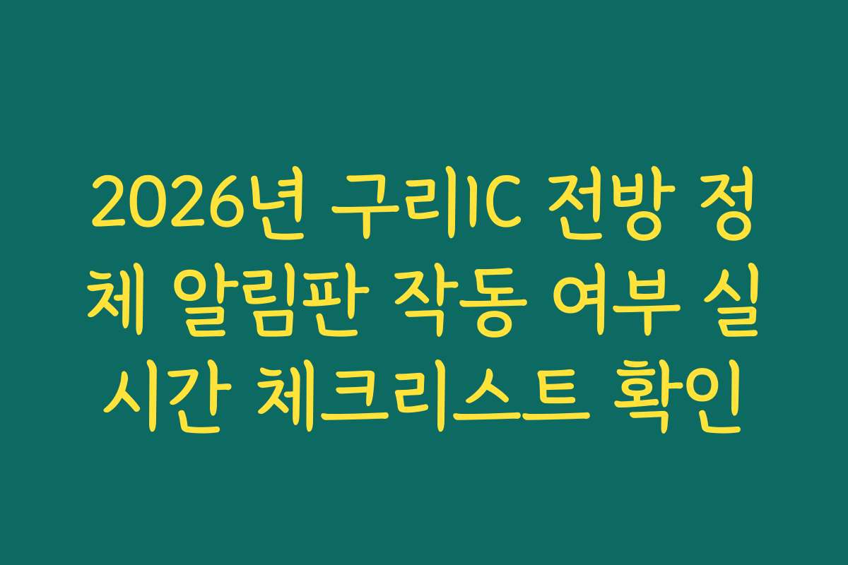 2026년 구리IC 전방 정체 알림판 작동 여부 실시간 체크리스트 확인