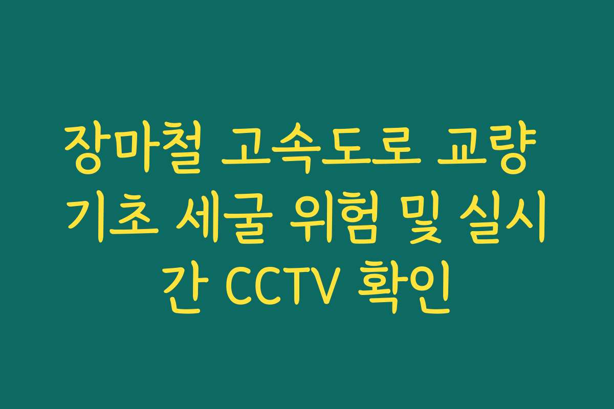 장마철 고속도로 교량 기초 세굴 위험 및 실시간 CCTV 확인