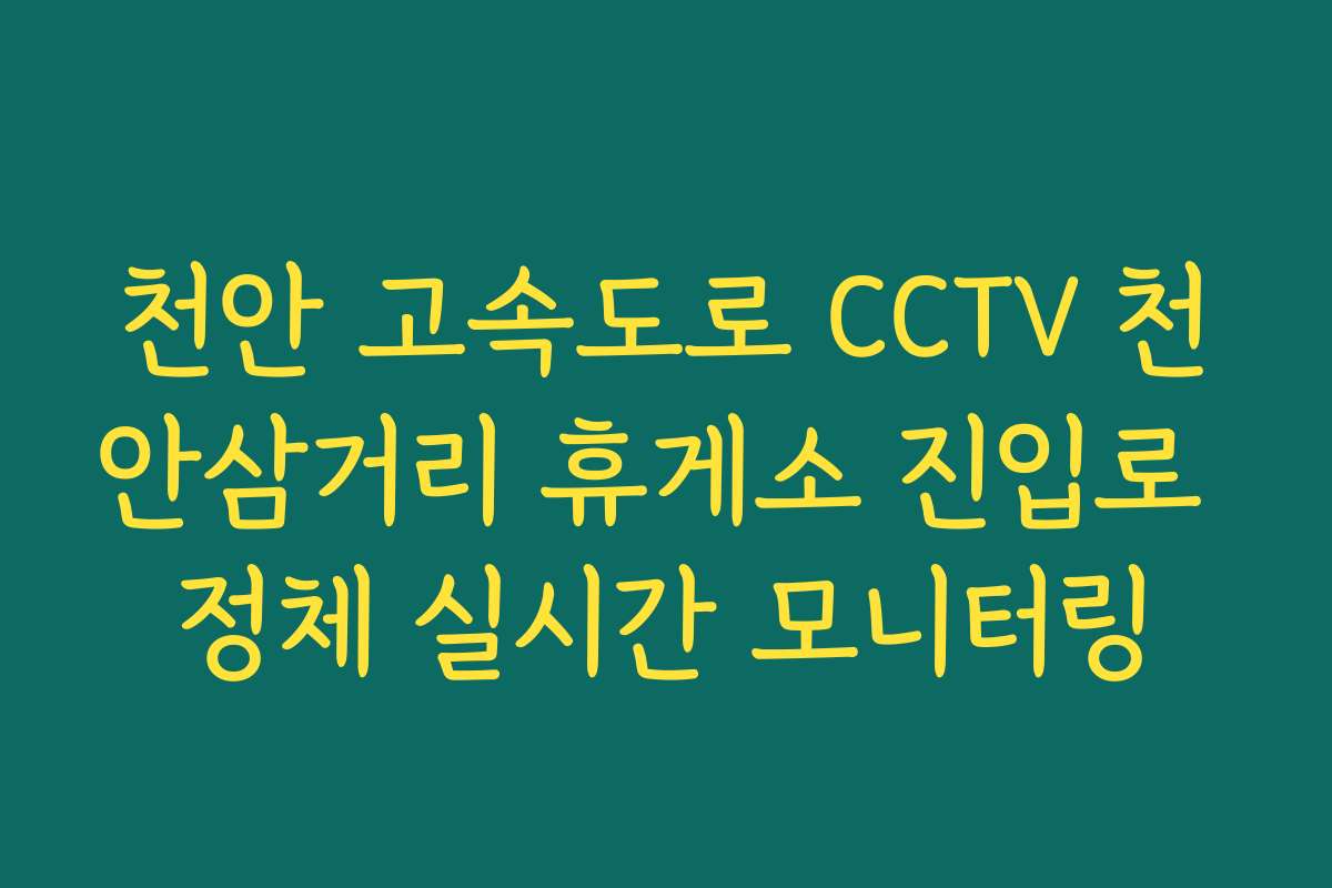천안 고속도로 CCTV 천안삼거리 휴게소 진입로 정체 실시간 모니터링