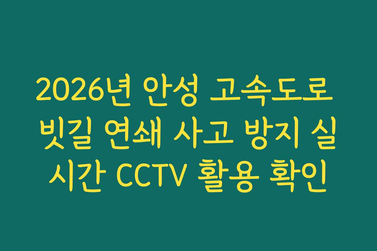 2026년 안성 고속도로 빗길 연쇄 사고 방지 실시간 CCTV 활용 확인