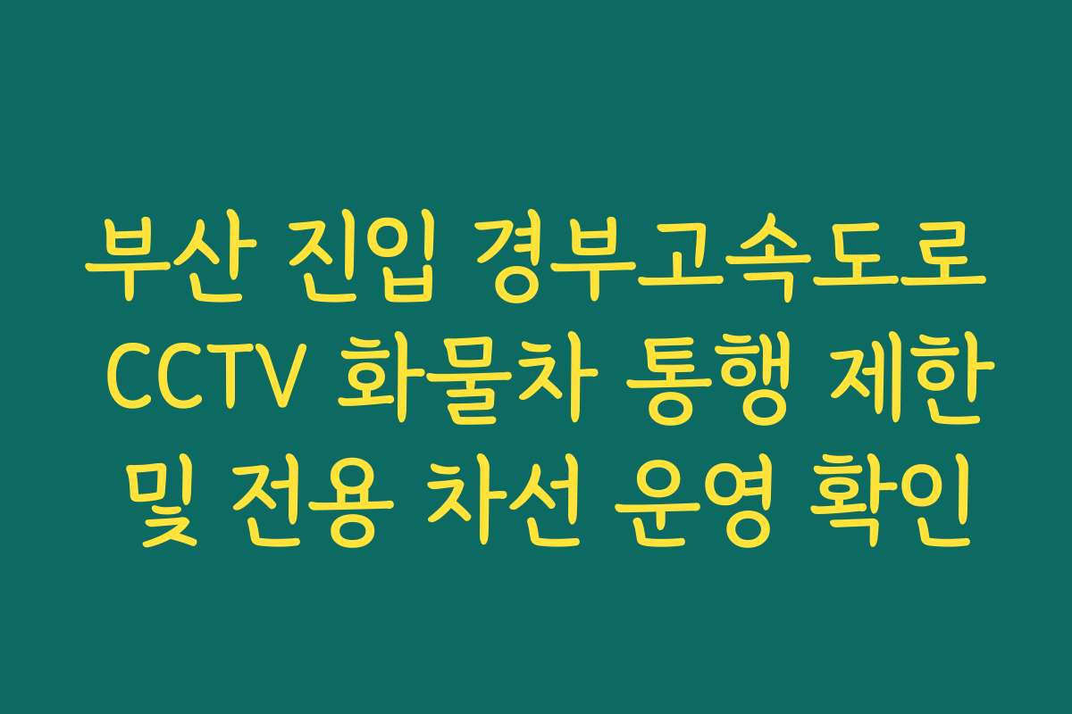 부산 진입 경부고속도로 CCTV 화물차 통행 제한 및 전용 차선 운영 확인