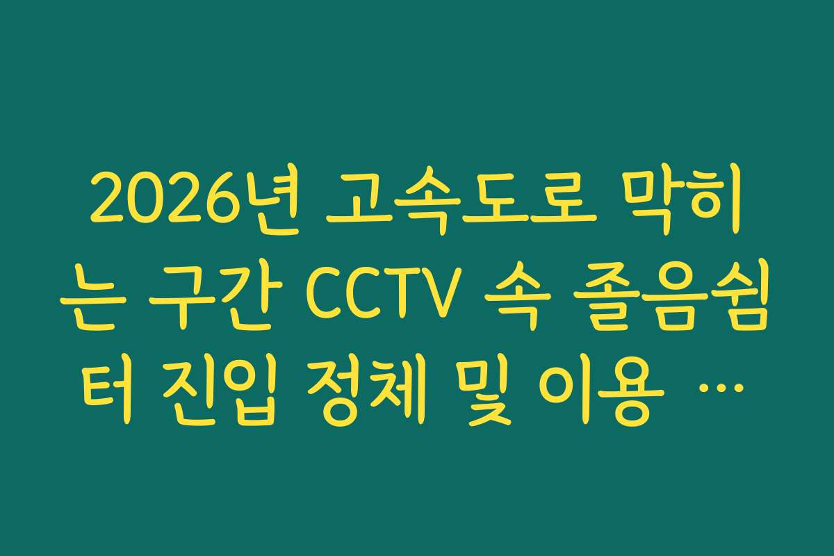 2026년 고속도로 막히는 구간 CCTV 속 졸음쉼터 진입 정체 및 이용 가능 여부