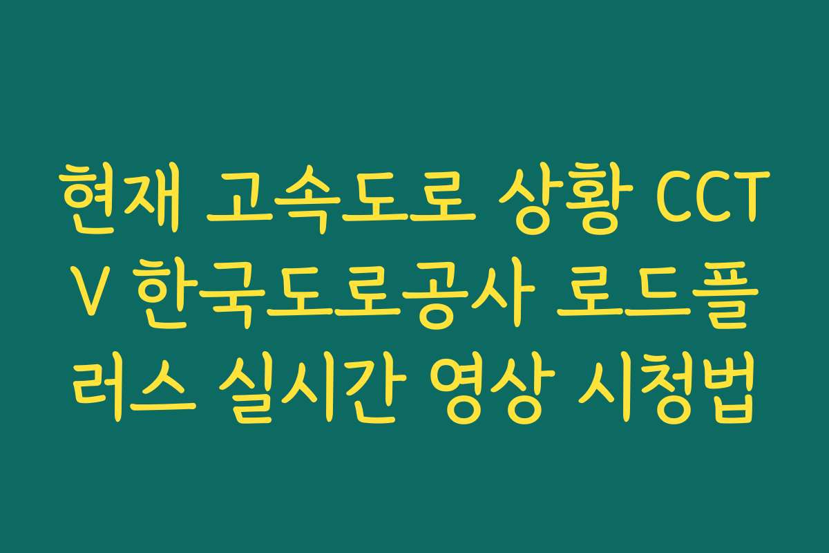 현재 고속도로 상황 CCTV 한국도로공사 로드플러스 실시간 영상 시청법