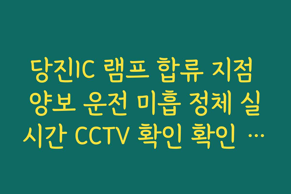 당진IC 램프 합류 지점 양보 운전 미흡 정체 실시간 CCTV 확인 확인 확인 가이드